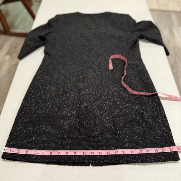 Tahari Long Jacket Black Tweed Duster Office Short Sleeve Career Women’s Size 8 - Picture 12 of 16